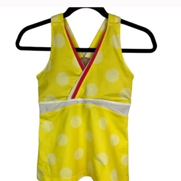 Lululemon Yellow Polka Dot V-Neck Tank Mesh Size 8 - Picture 1 of 4